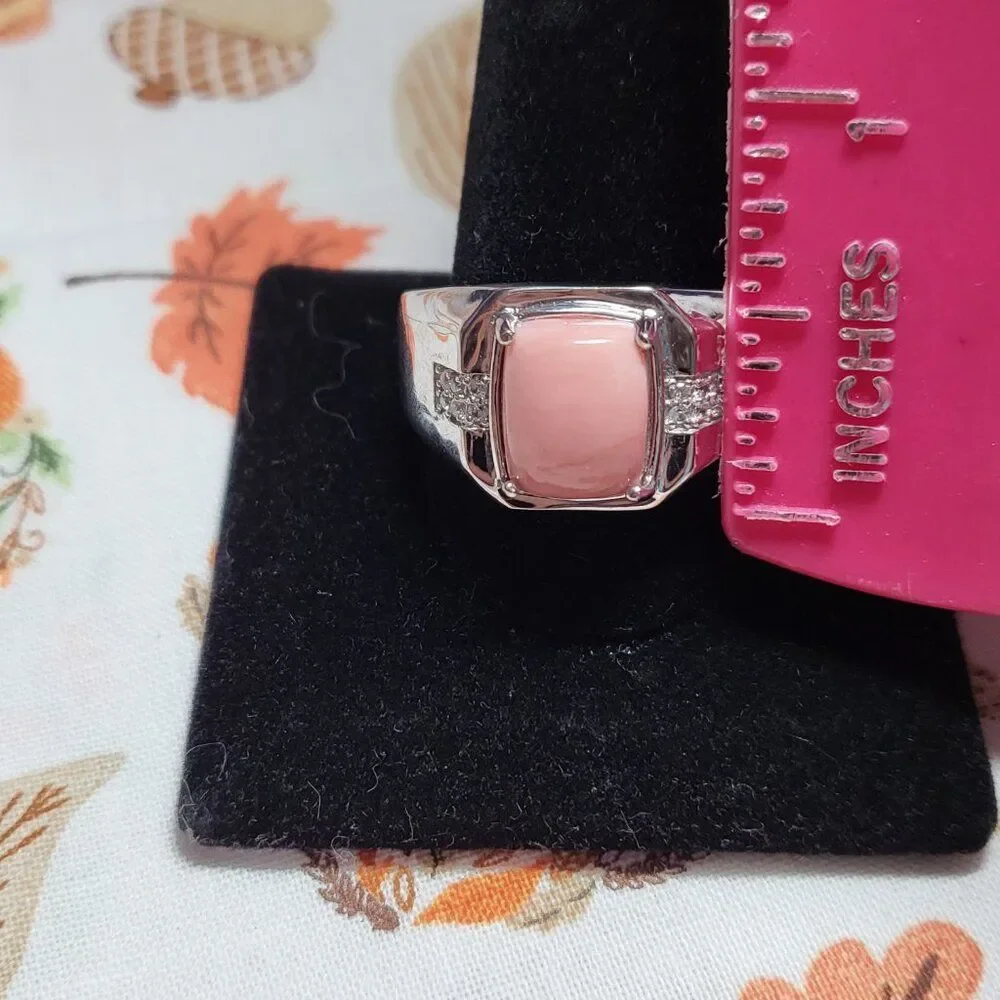 Oregon Peach Opal & White Zircon Mens Ring